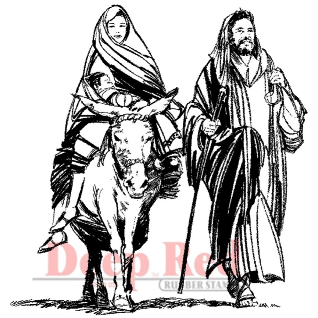 Deep Red Stamps Holy Family Rubber Cling Stamp 3 x 3 inches